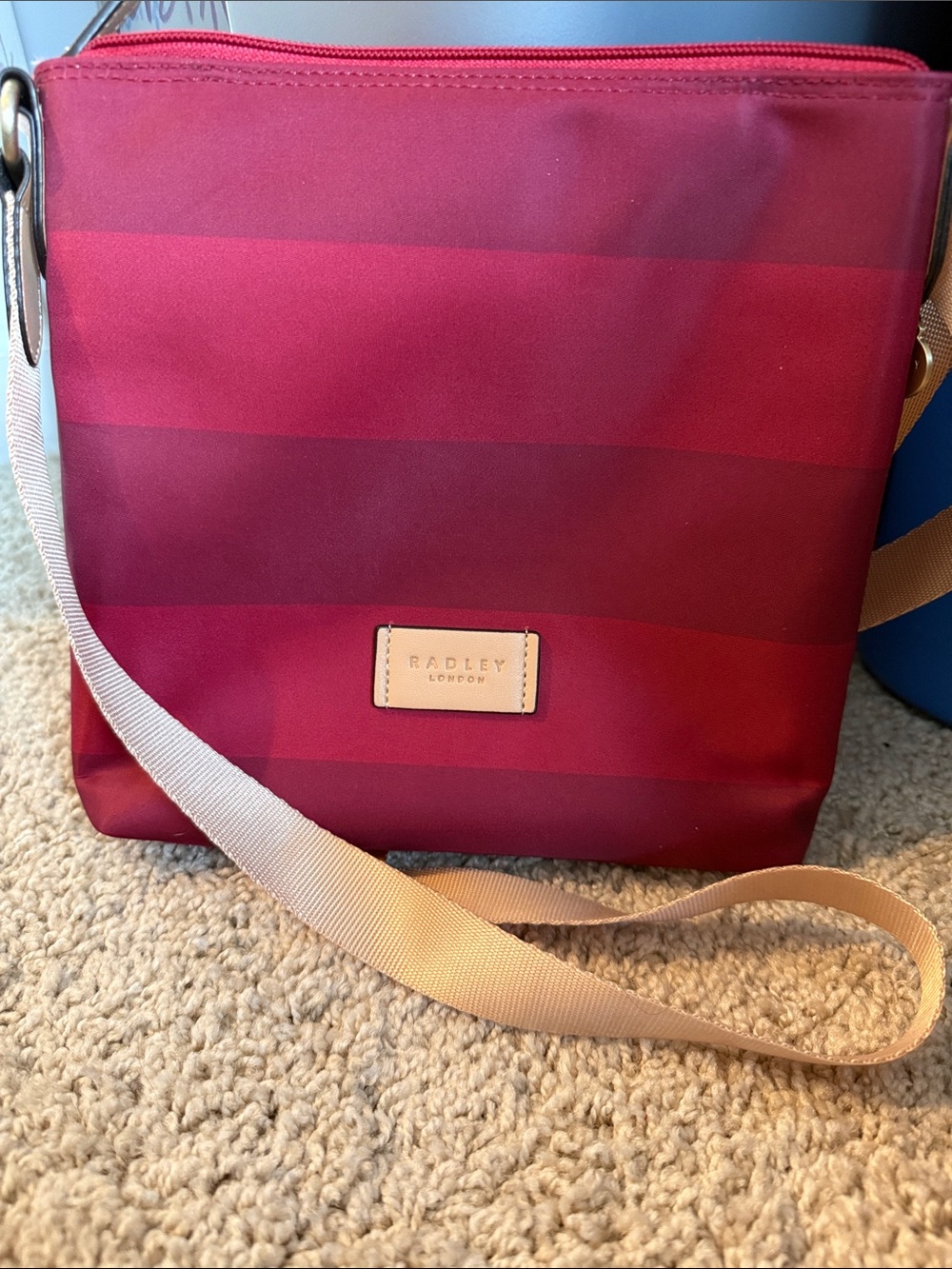 RADLEY LONDON Red Striped Crossbody with Cream Strap new without tags